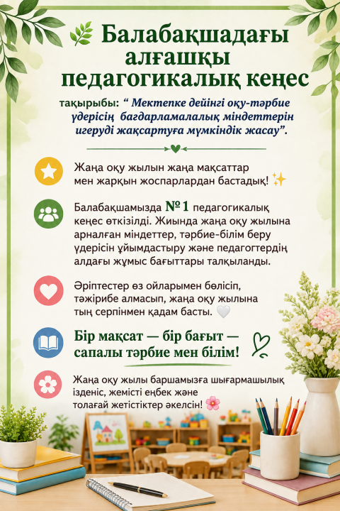 Балабақшадағы алғашқы педагогикалалық кеңес.